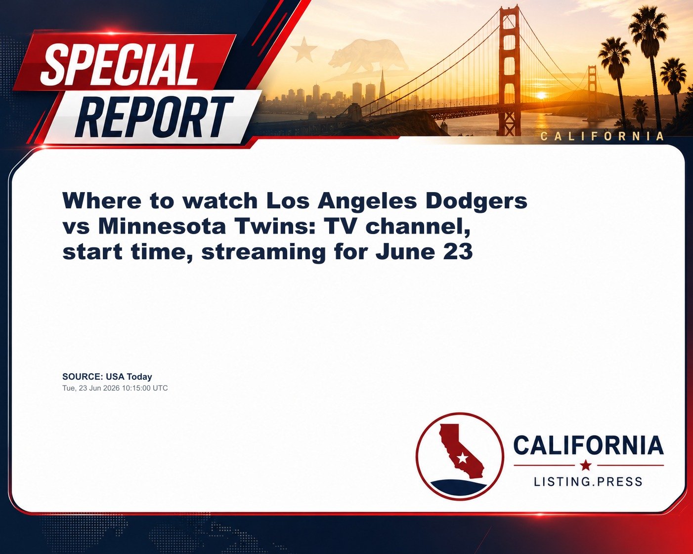 Where to watch Los Angeles Dodgers vs Minnesota Twins: TV channel, start time, streaming for June 23