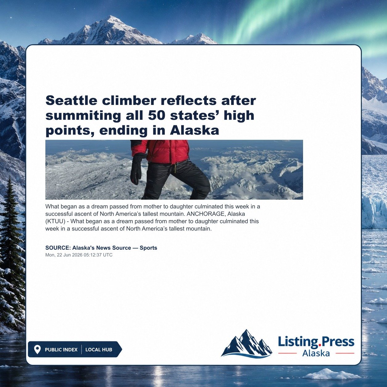 Seattle climber reflects after summiting all 50 states’ high points, ending in Alaska