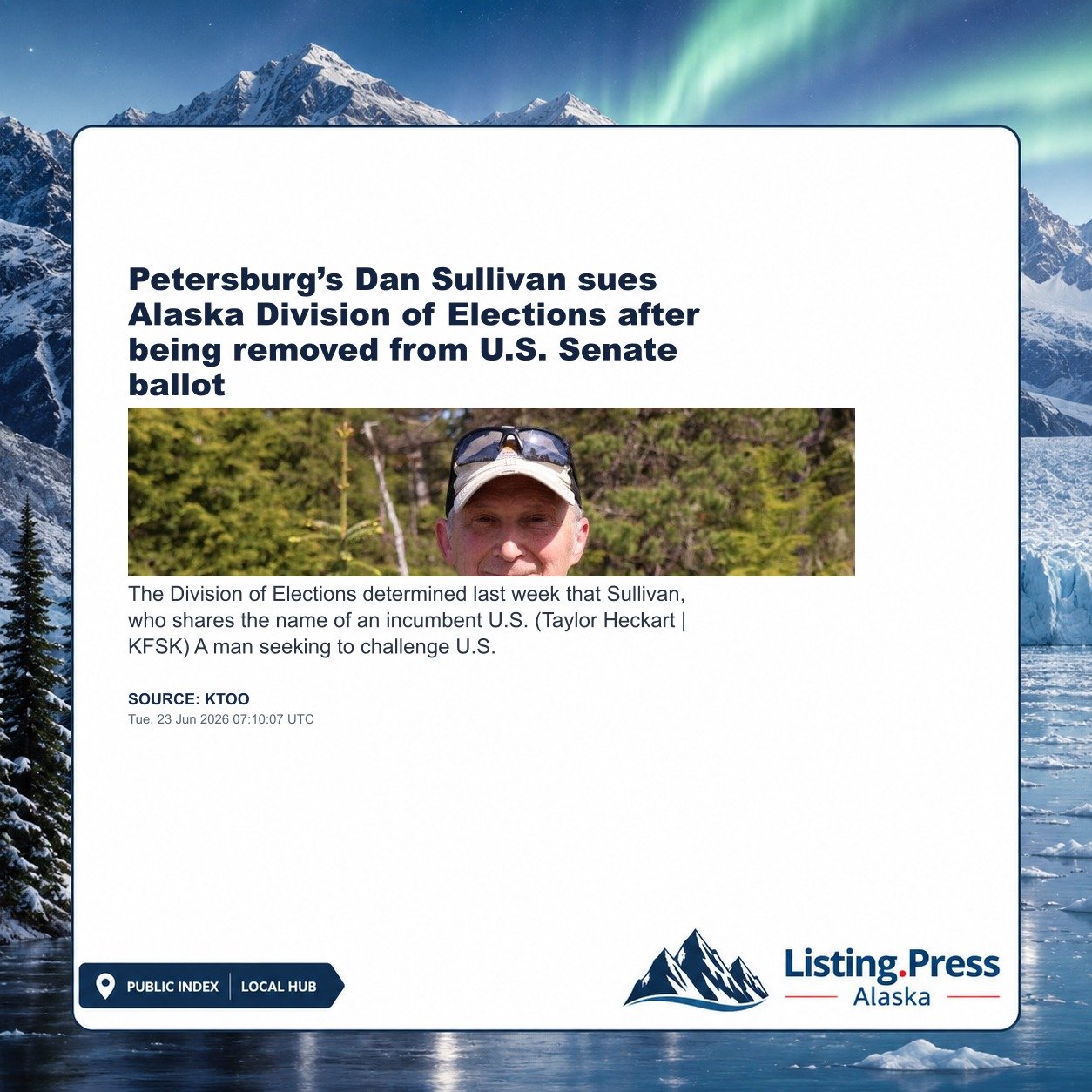 Petersburg’s Dan Sullivan sues Alaska Division of Elections after being removed from U.S. Senate ballot