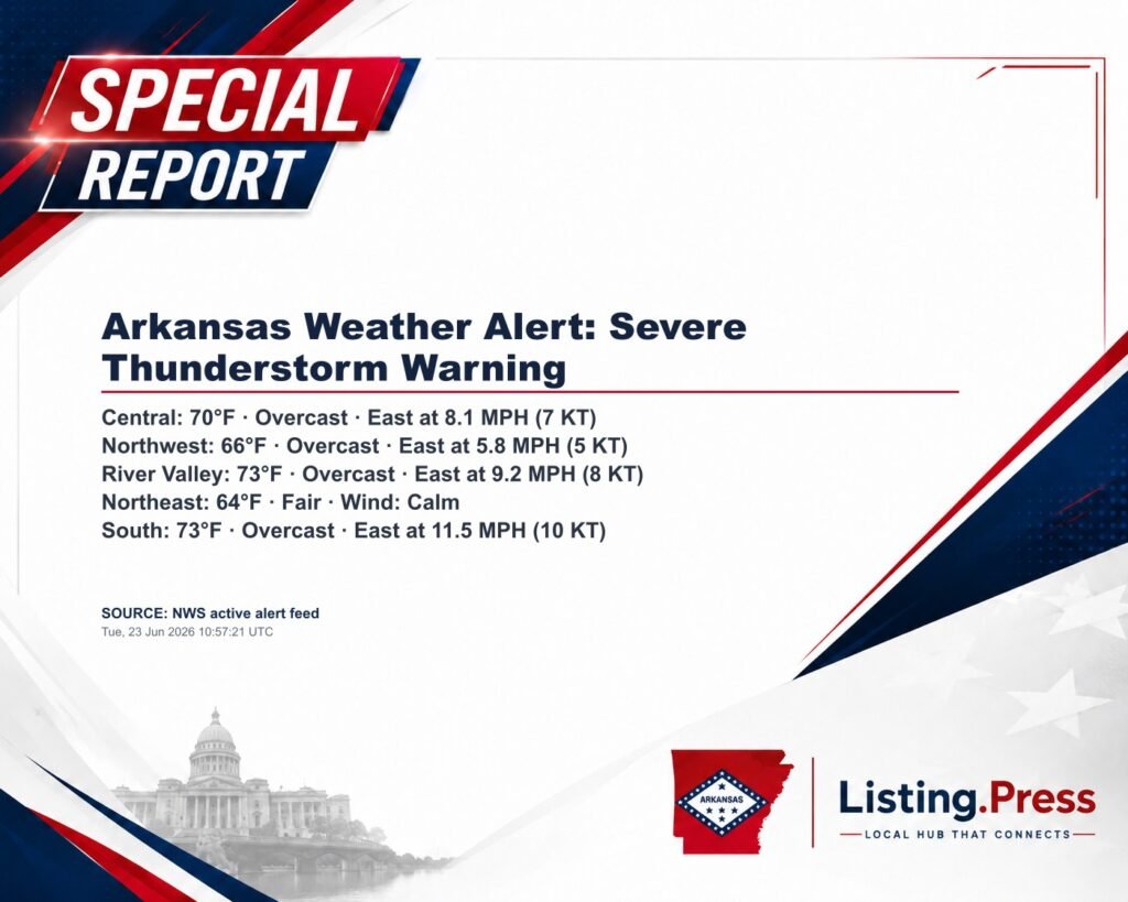 Arkansas Weather Alert: Severe Thunderstorm Warning