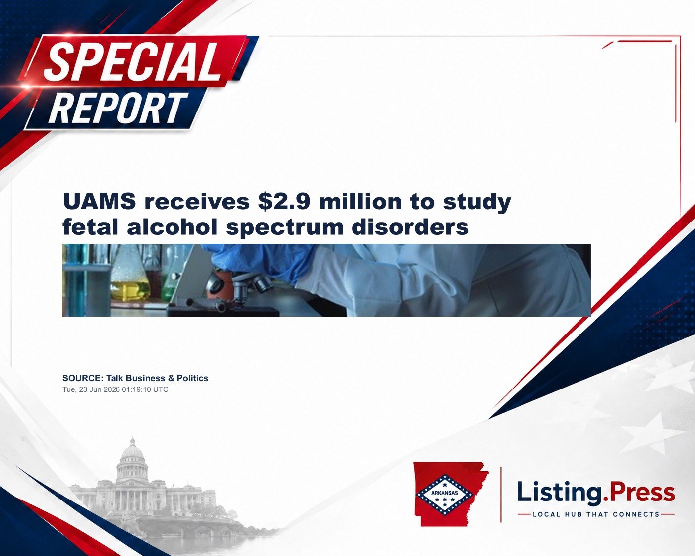 UAMS receives $2.9 million to study fetal alcohol spectrum disorders