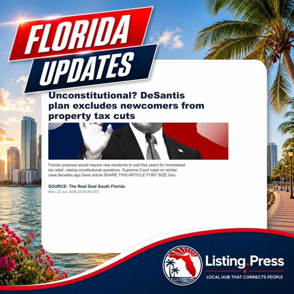 Unconstitutional? DeSantis plan excludes newcomers from property tax cuts