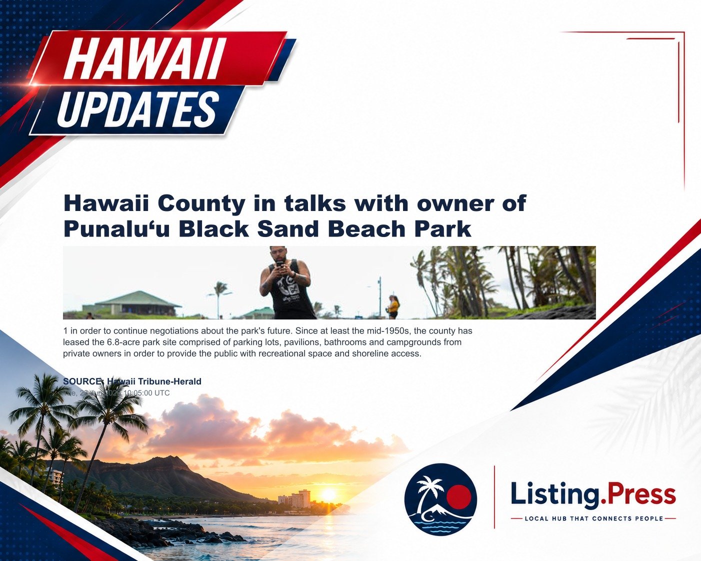 Hawaii County in talks with owner of Punalu‘u Black Sand Beach Park
