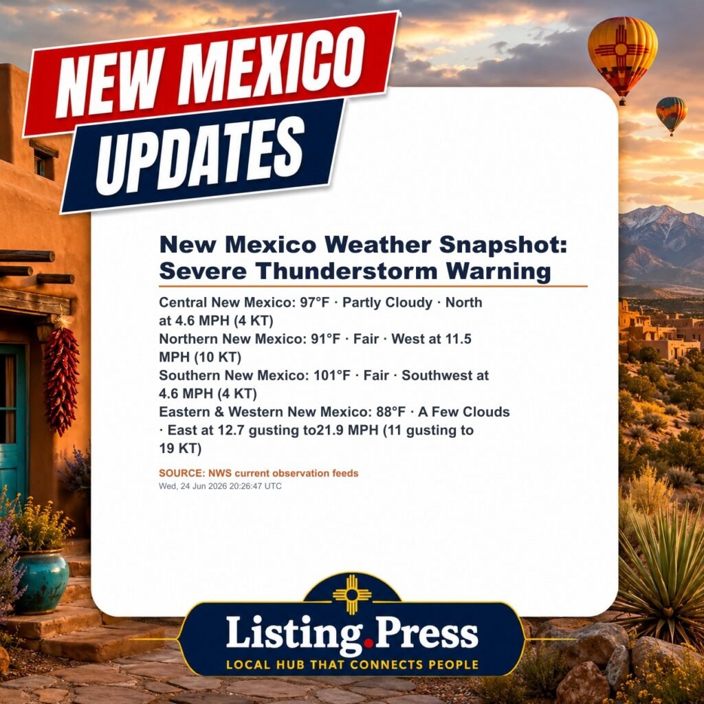 New Mexico Weather Snapshot: Severe Thunderstorm Warning