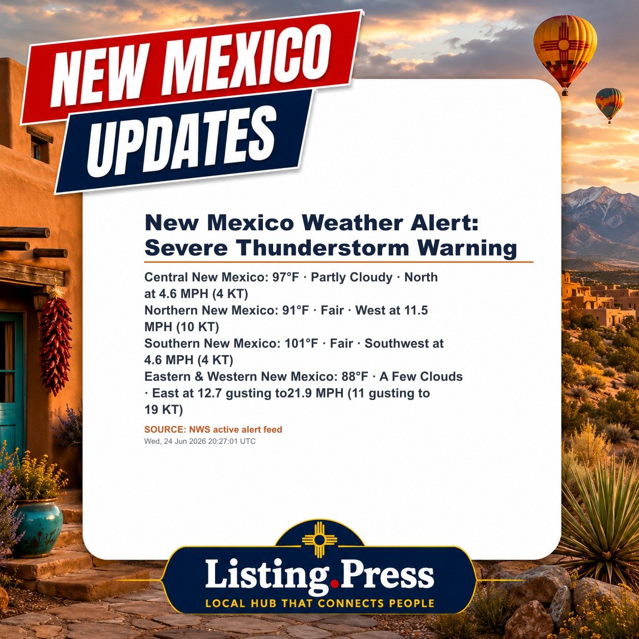 New Mexico Weather Alert: Severe Thunderstorm Warning