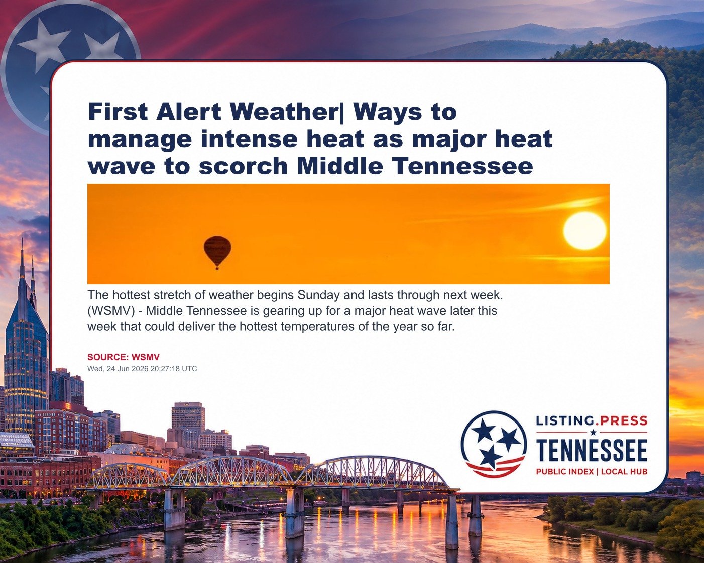 First Alert Weather| Ways to manage intense heat as major heat wave to scorch Middle Tennessee
