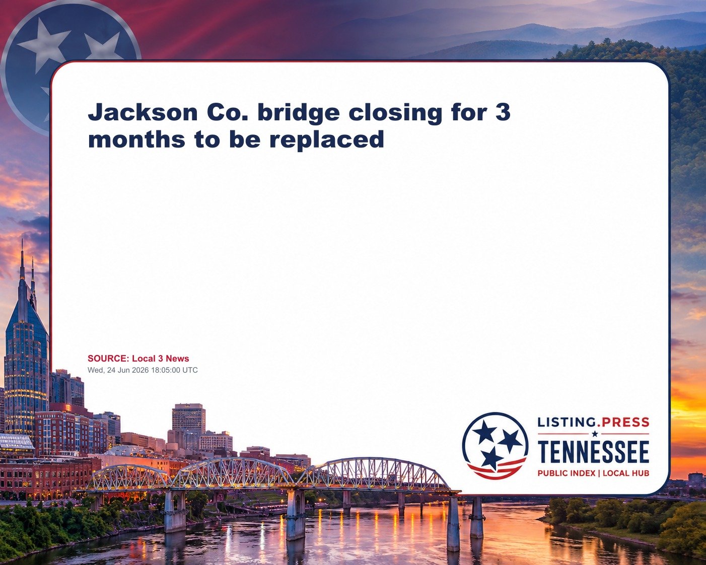 Jackson Co. bridge closing for 3 months to be replaced