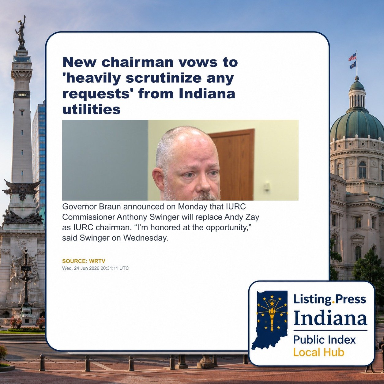 New chairman vows to 'heavily scrutinize any requests' from Indiana utilities