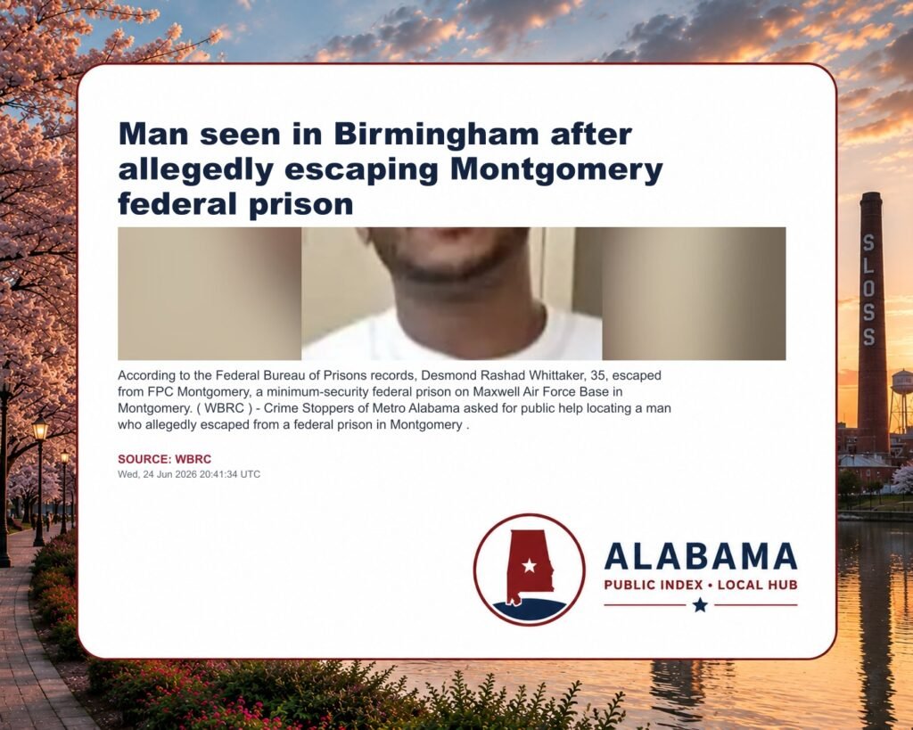 Man seen in Birmingham after allegedly escaping Montgomery federal prison