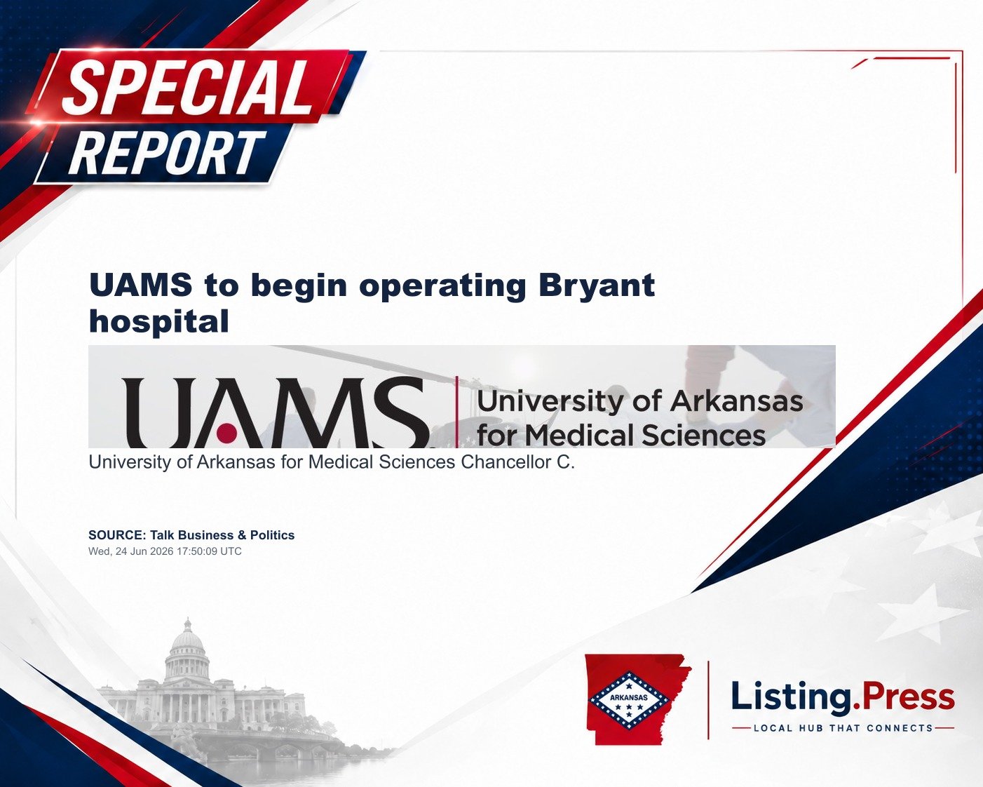 UAMS to begin operating Bryant hospital