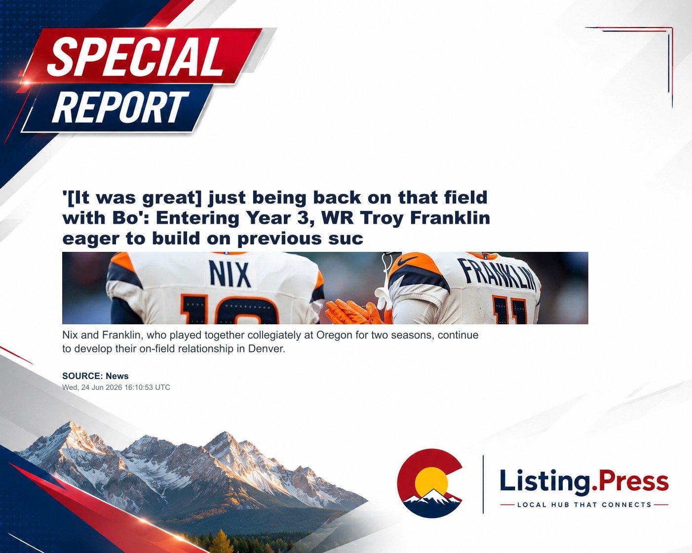 '[It was great] just being back on that field with Bo': Entering Year 3, WR Troy Franklin eager to build on previous suc