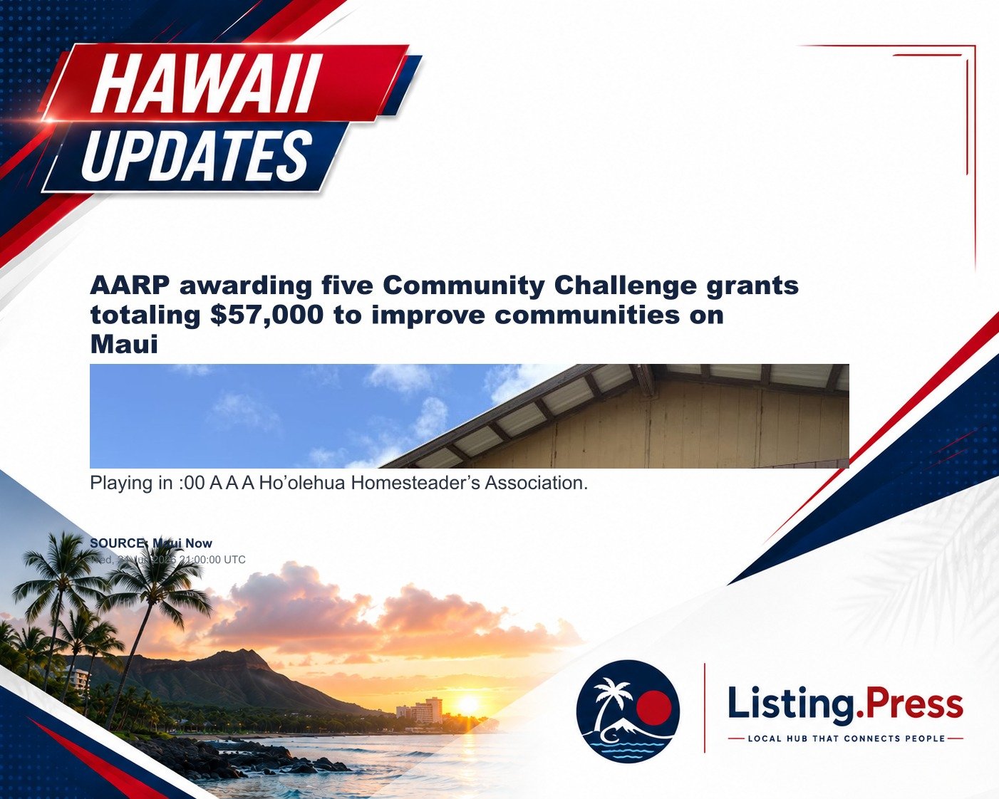 AARP awarding five Community Challenge grants totaling $57,000 to improve communities on Maui