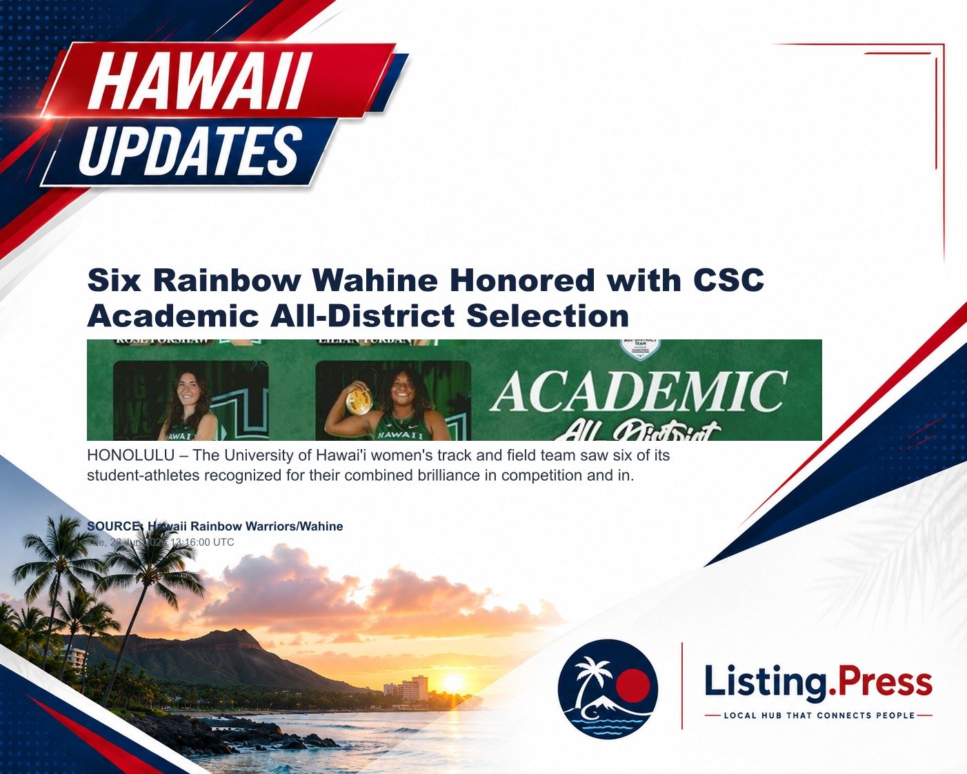 Six Rainbow Wahine Honored with CSC Academic All-District Selection