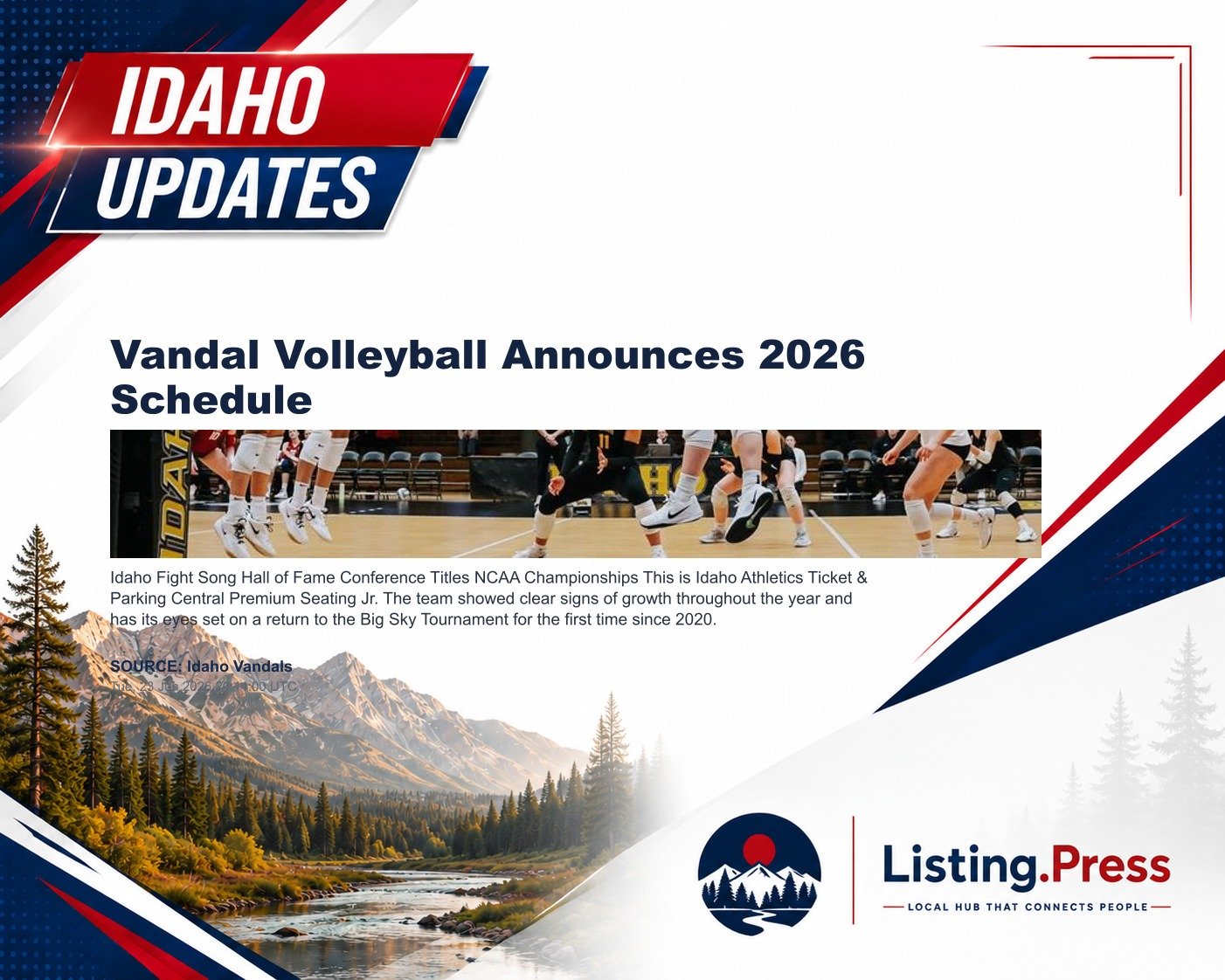 Vandal Volleyball Announces 2026 Schedule