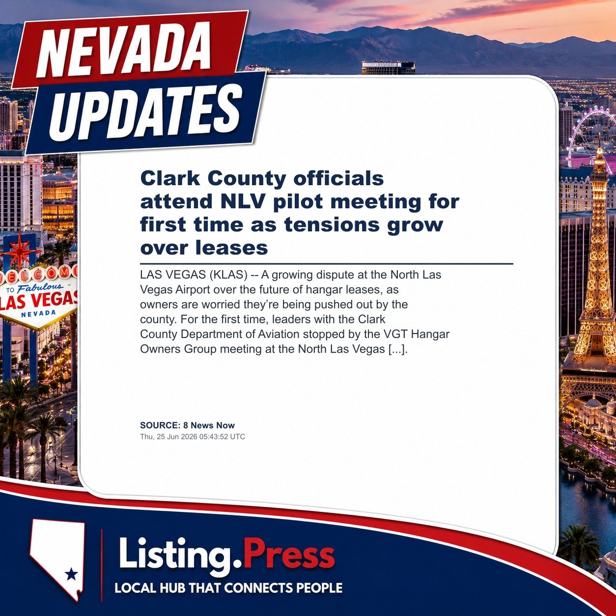 Clark County officials attend NLV pilot meeting for first time as tensions grow over leases