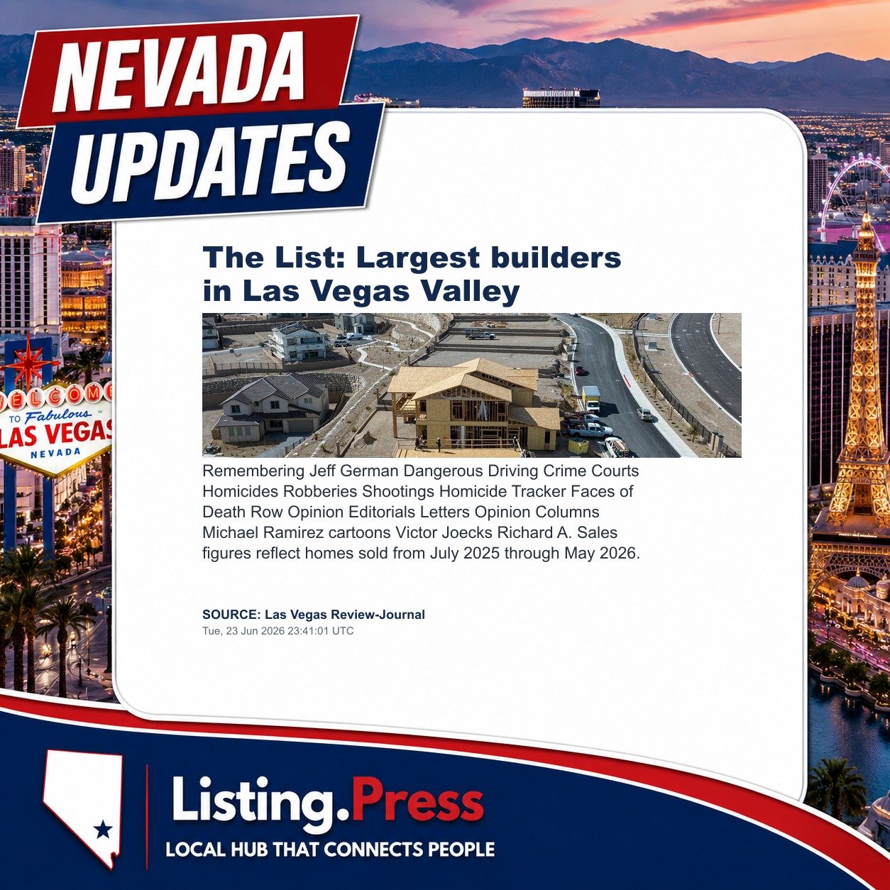 The List: Largest builders in Las Vegas Valley
