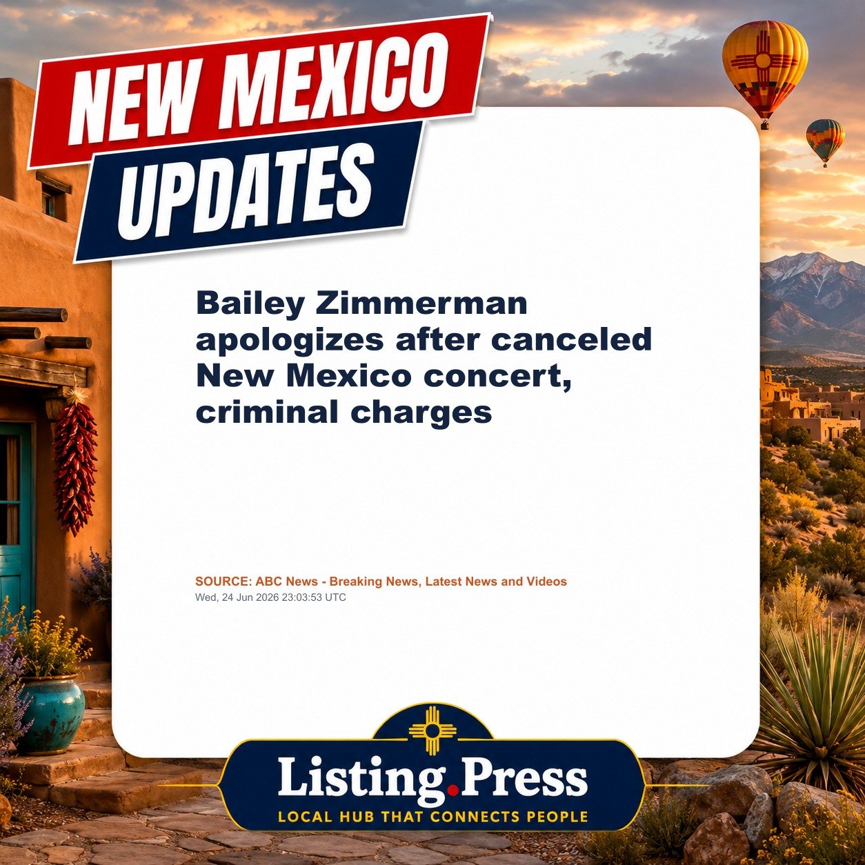 Bailey Zimmerman apologizes after canceled New Mexico concert, criminal charges