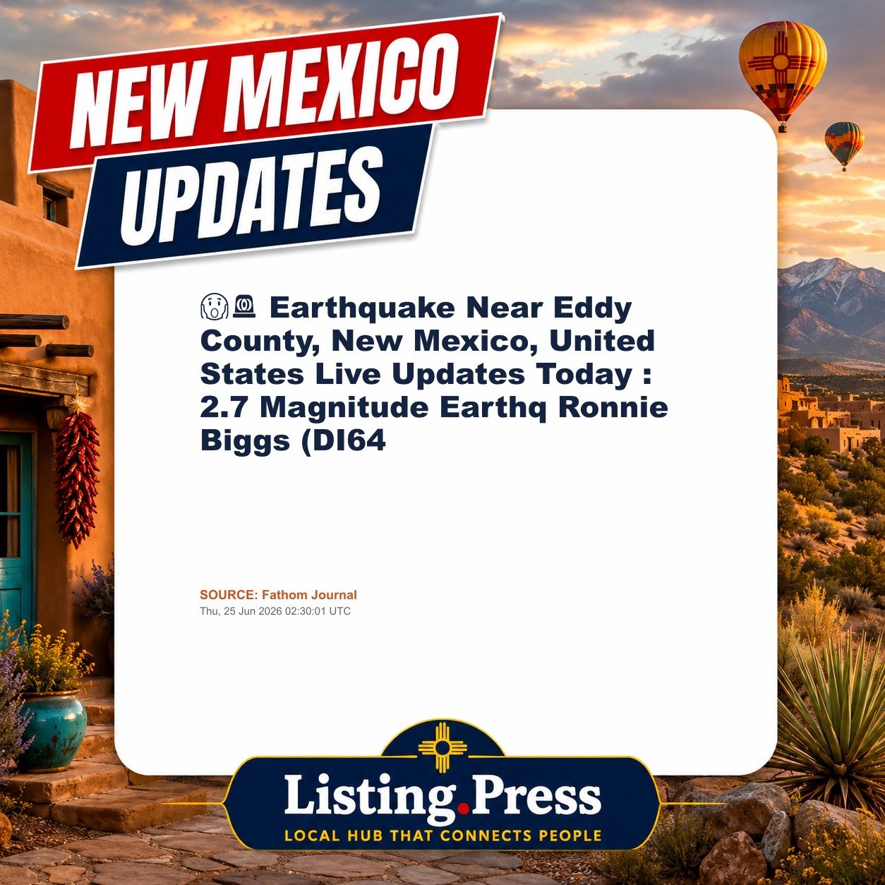 😱🚨 Earthquake Near Eddy County, New Mexico, United States Live Updates Today : 2.7 Magnitude Earthq Ronnie Biggs (DI64