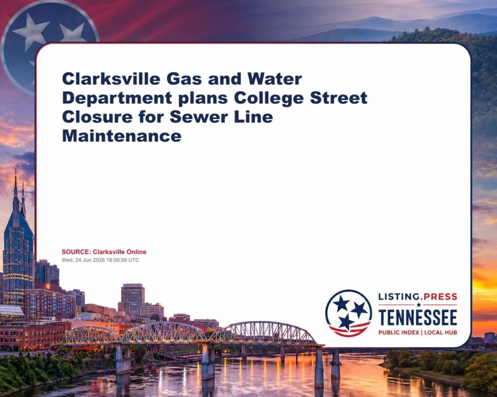 Clarksville Gas and Water Department plans College Street Closure for Sewer Line Maintenance