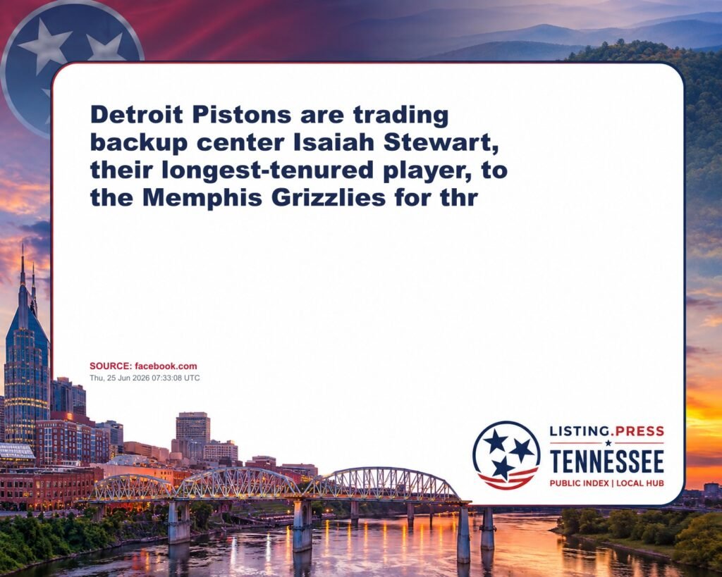 Detroit Pistons are trading backup center Isaiah Stewart, their longest-tenured player, to the Memphis Grizzlies for thr