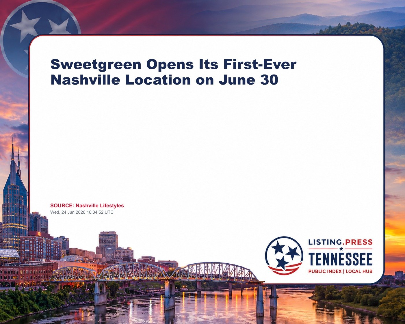 Sweetgreen Opens Its First-Ever Nashville Location on June 30