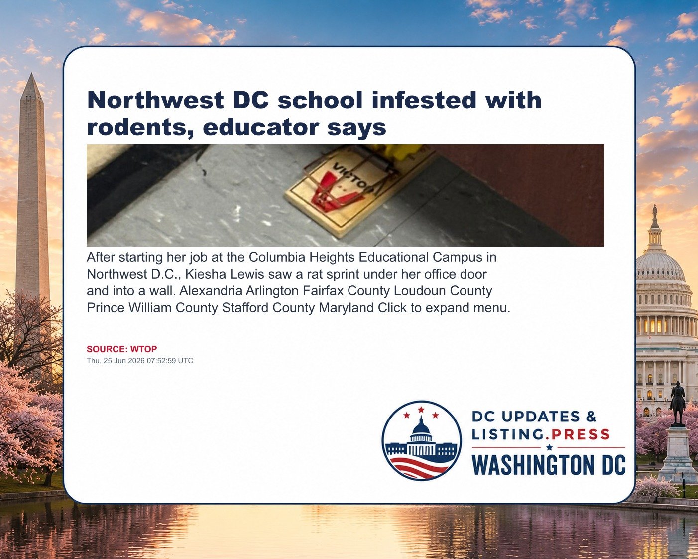 Northwest DC school infested with rodents, educator says