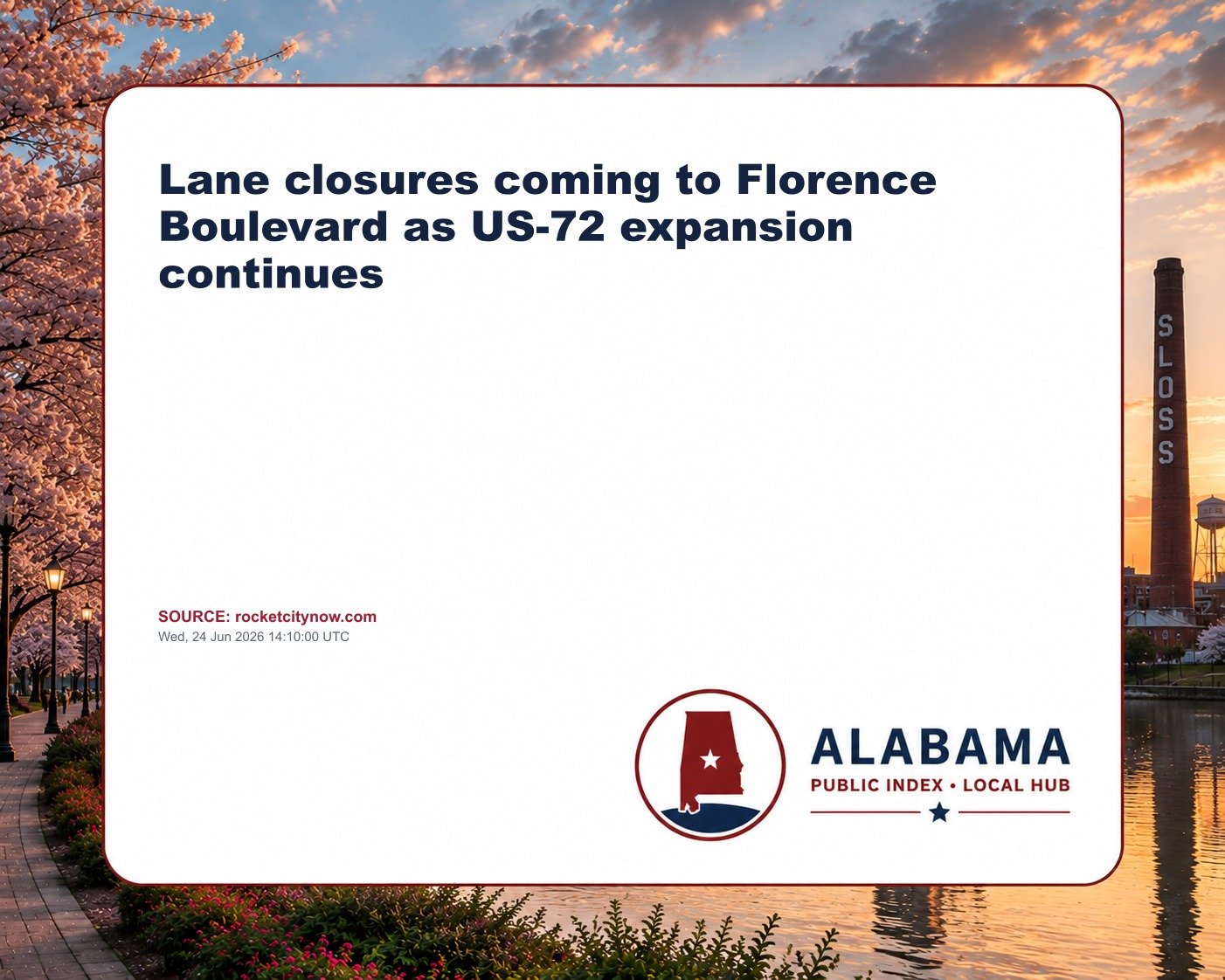 Lane closures coming to Florence Boulevard as US-72 expansion continues