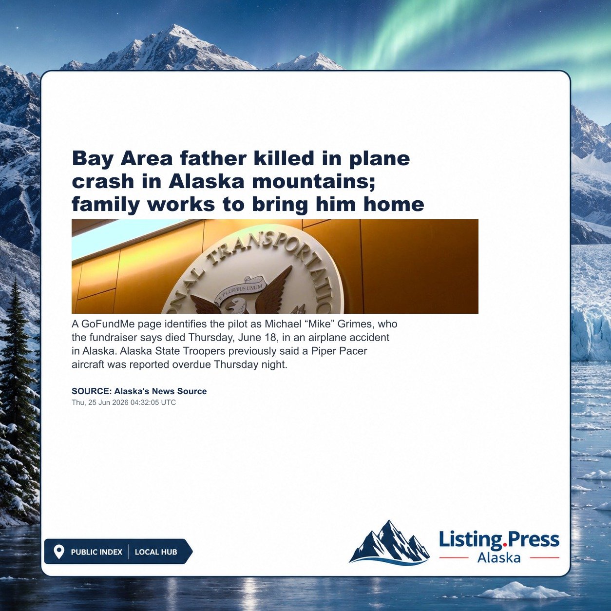 Bay Area father killed in plane crash in Alaska mountains; family works to bring him home