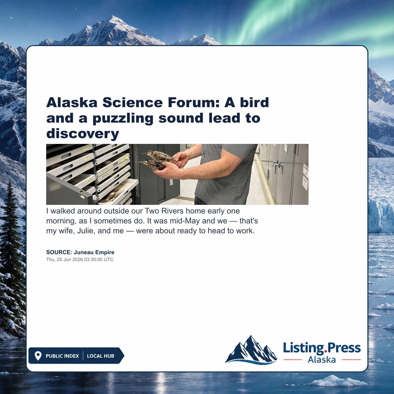 Alaska Science Forum: A bird and a puzzling sound lead to discovery