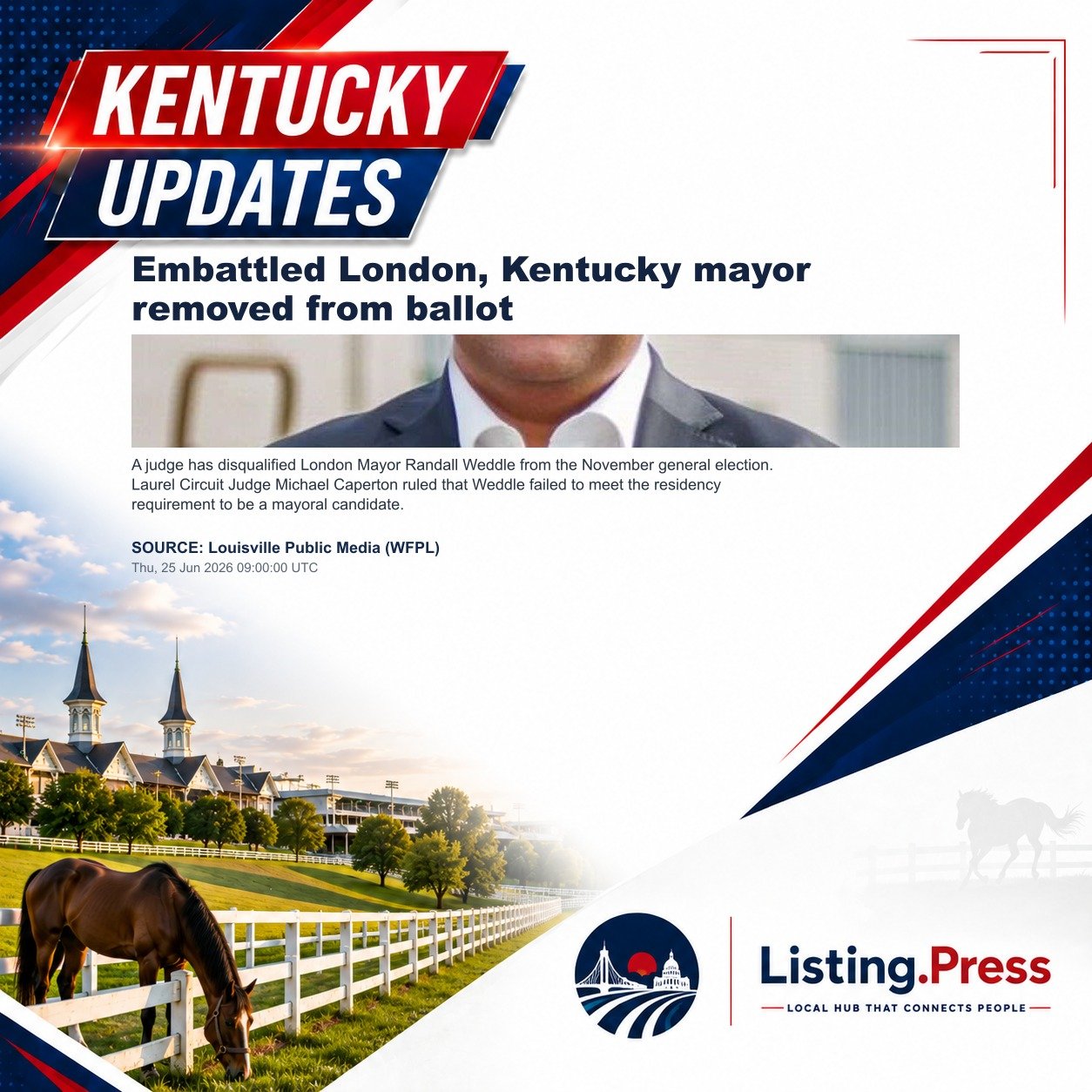 Embattled London, Kentucky mayor removed from ballot