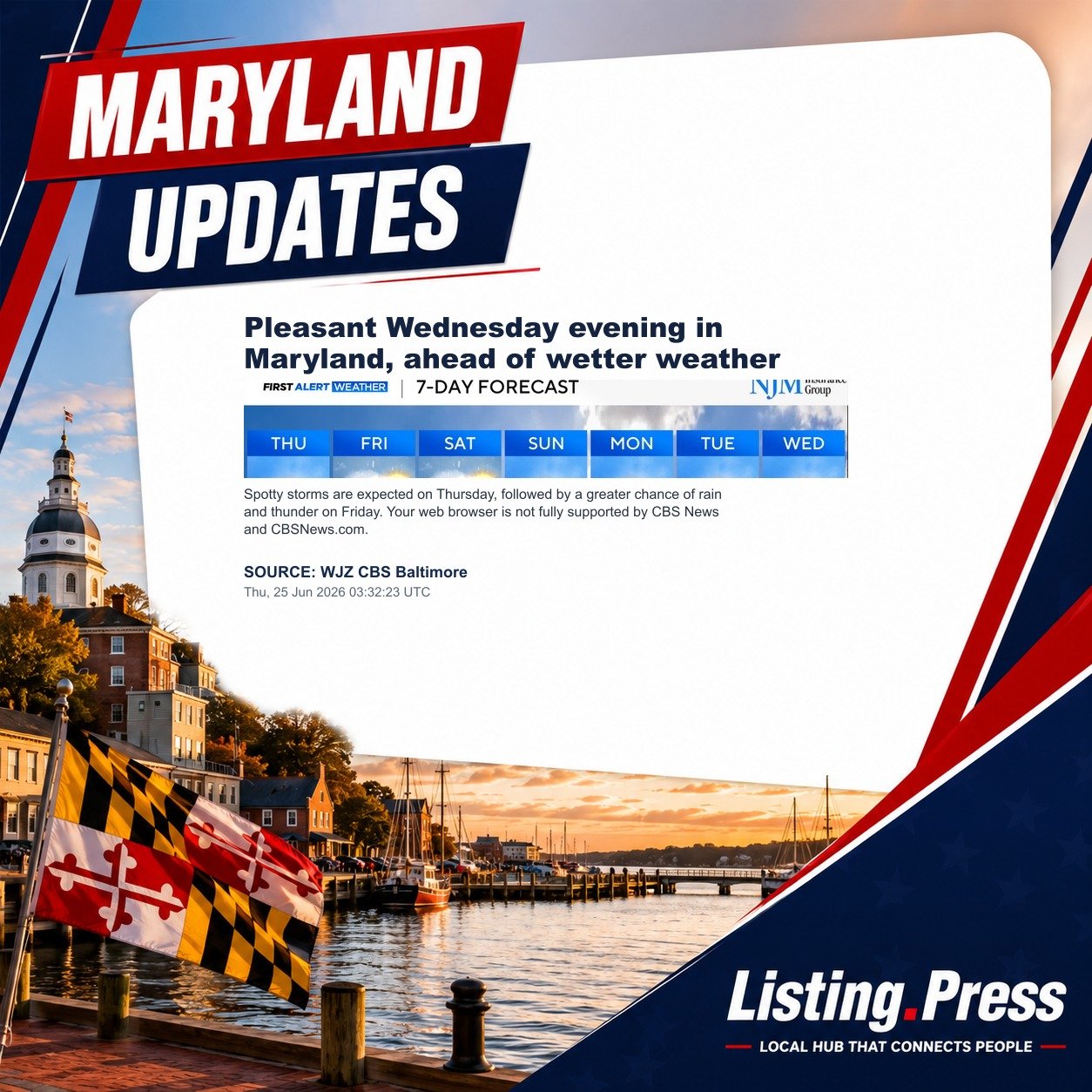 Pleasant Wednesday evening in Maryland, ahead of wetter weather