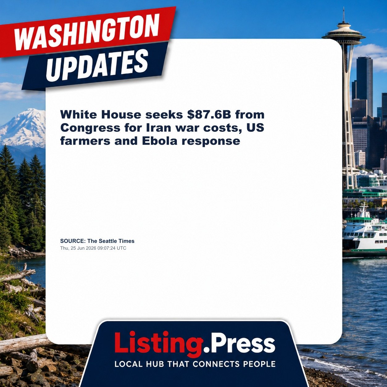 White House seeks $87.6B from Congress for Iran war costs, US farmers and Ebola response