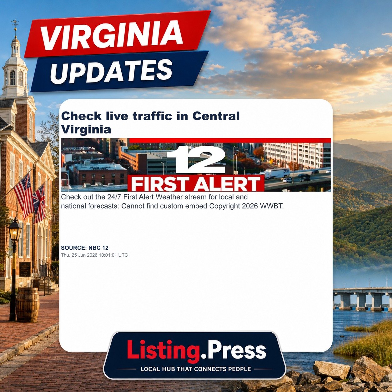 Check live traffic in Central Virginia