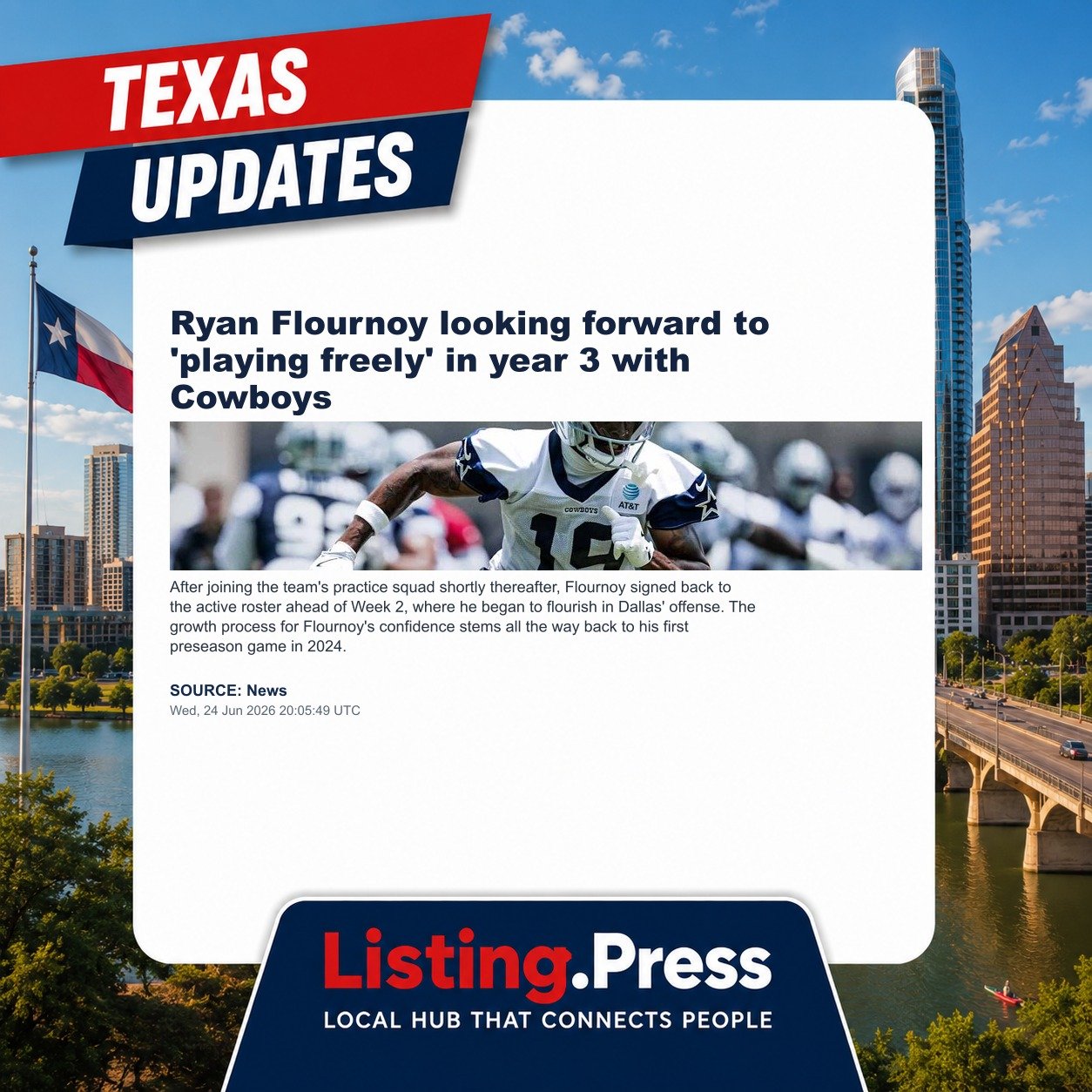 Ryan Flournoy looking forward to 'playing freely' in year 3 with Cowboys