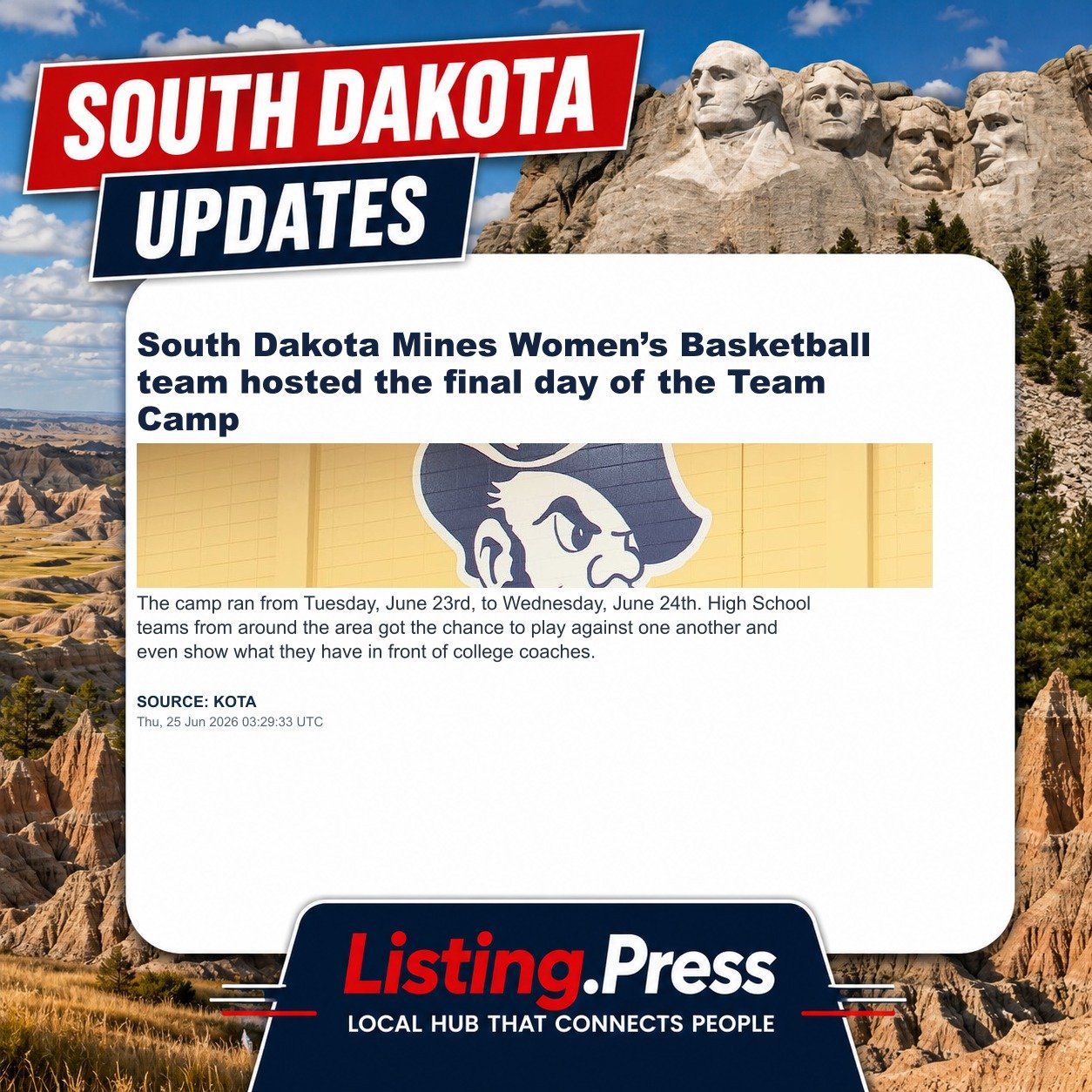 South Dakota Mines Women’s Basketball team hosted the final day of the Team Camp