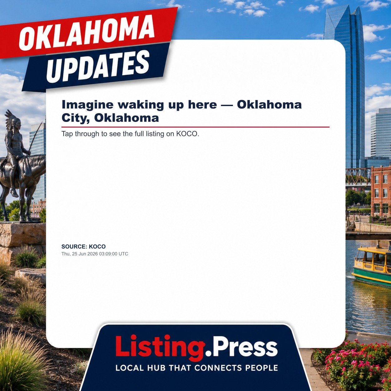 Imagine waking up here — Oklahoma City, Oklahoma