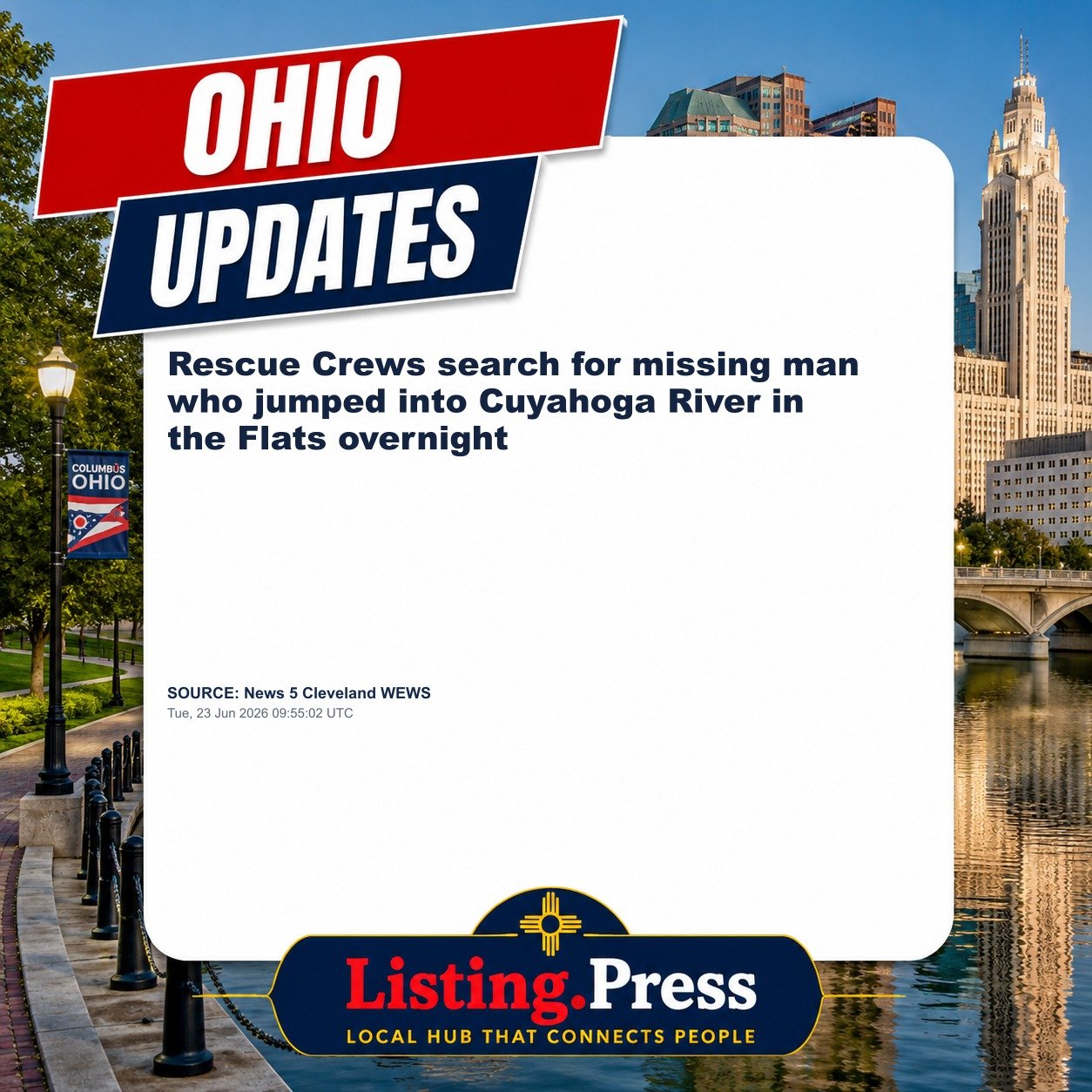 Rescue Crews search for missing man who jumped into Cuyahoga River in the Flats overnight
