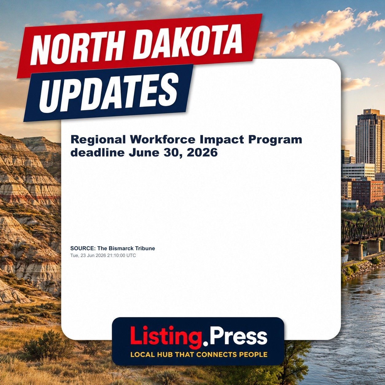 Regional Workforce Impact Program deadline June 30, 2026