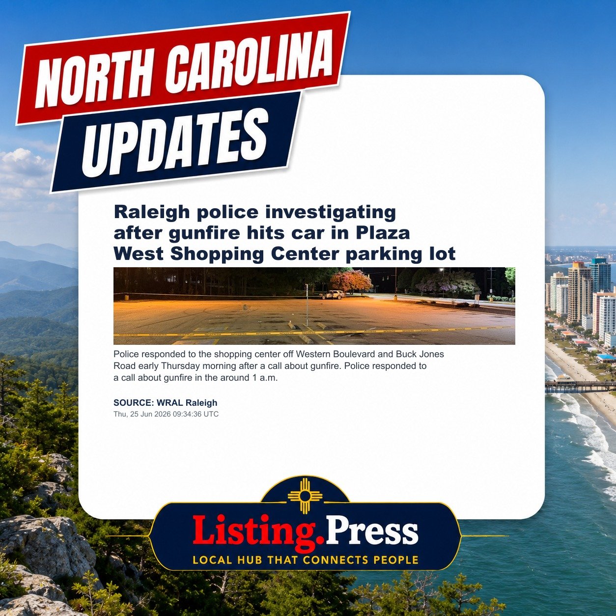 Raleigh police investigating after gunfire hits car in Plaza West Shopping Center parking lot