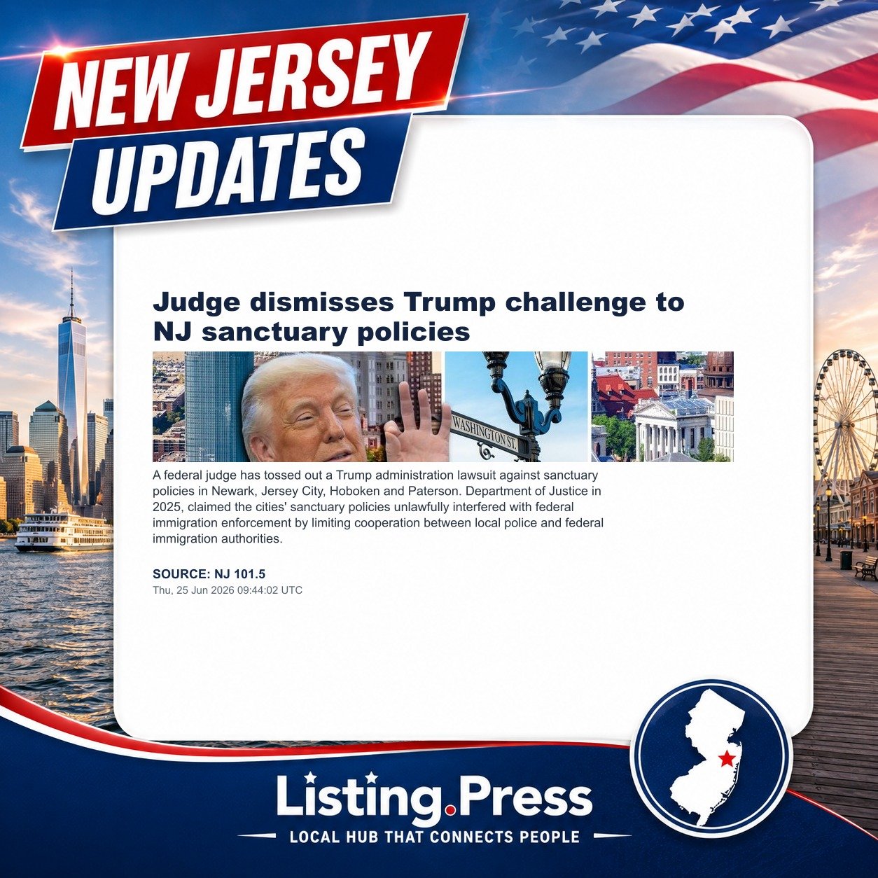 Judge dismisses Trump challenge to NJ sanctuary policies