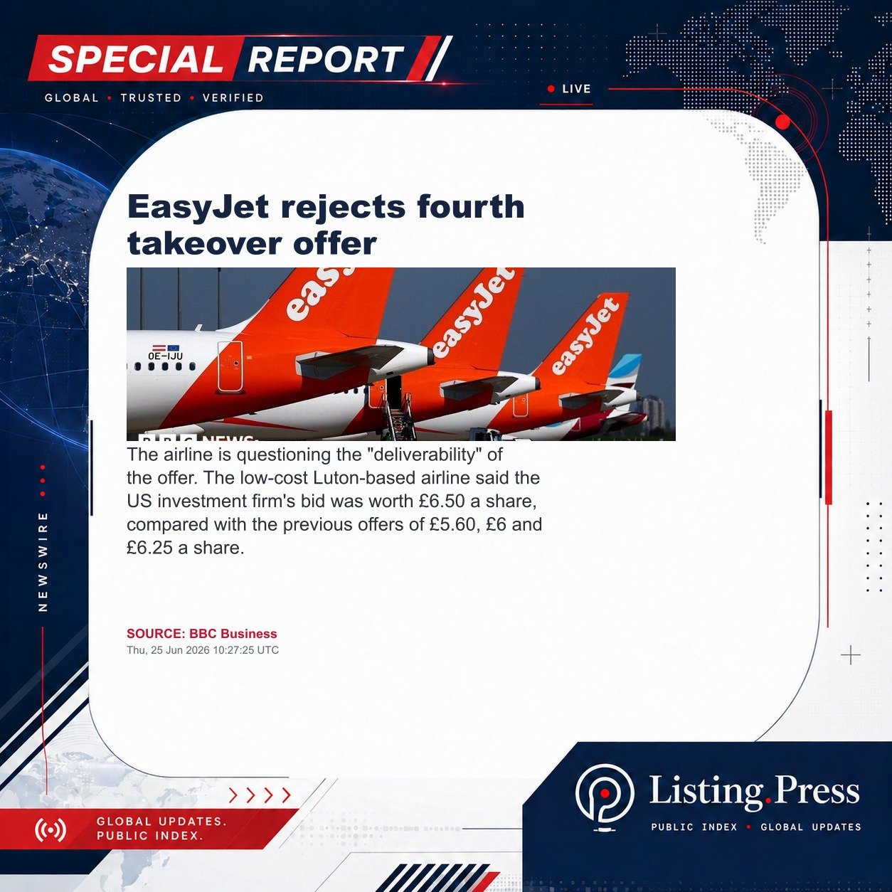 EasyJet rejects fourth takeover offer