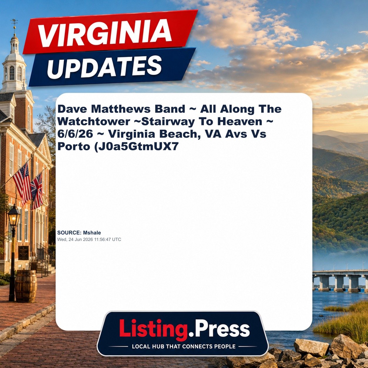 Dave Matthews Band ~ All Along The Watchtower ~Stairway To Heaven ~ 6/6/26 ~ Virginia Beach, VA Avs Vs Porto (J0a5GtmUX7