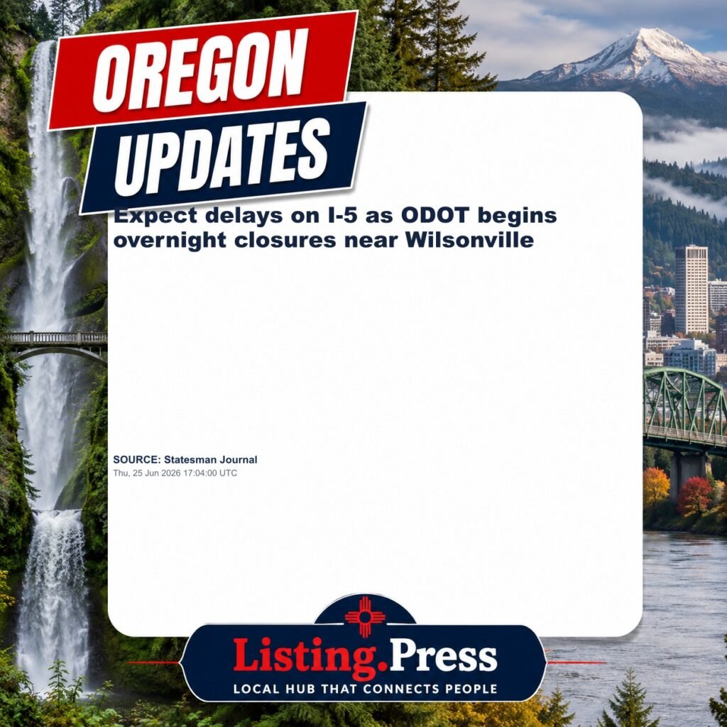 Expect delays on I-5 as ODOT begins overnight closures near Wilsonville