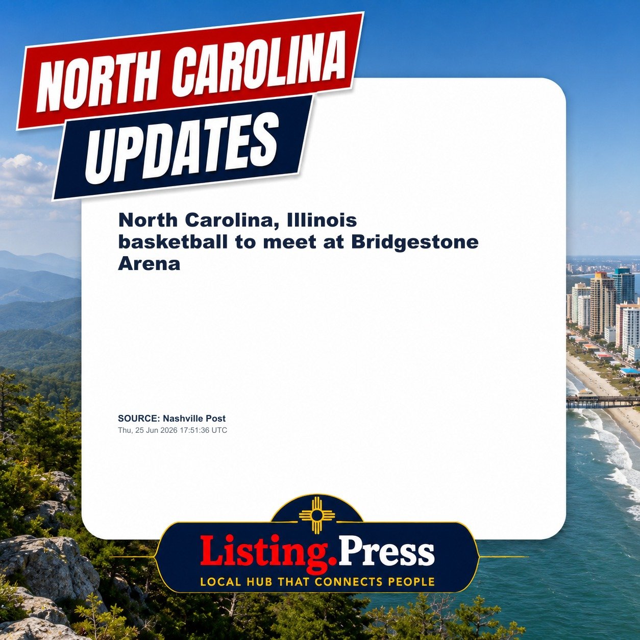 North Carolina, Illinois basketball to meet at Bridgestone Arena