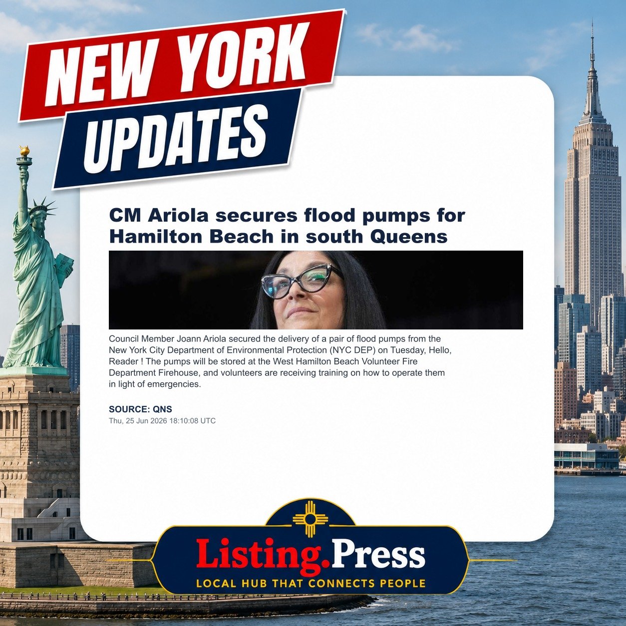CM Ariola secures flood pumps for Hamilton Beach in south Queens