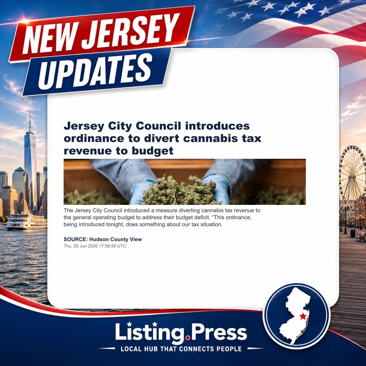 Jersey City Council introduces ordinance to divert cannabis tax revenue to budget
