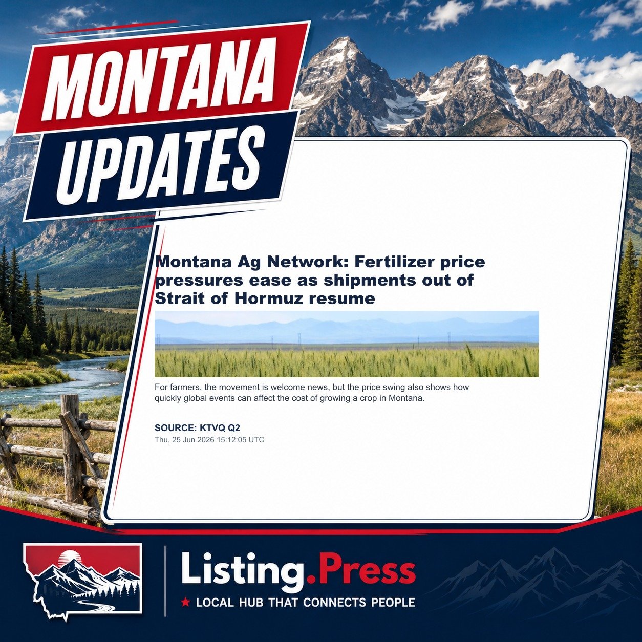 Montana Ag Network: Fertilizer price pressures ease as shipments out of Strait of Hormuz resume