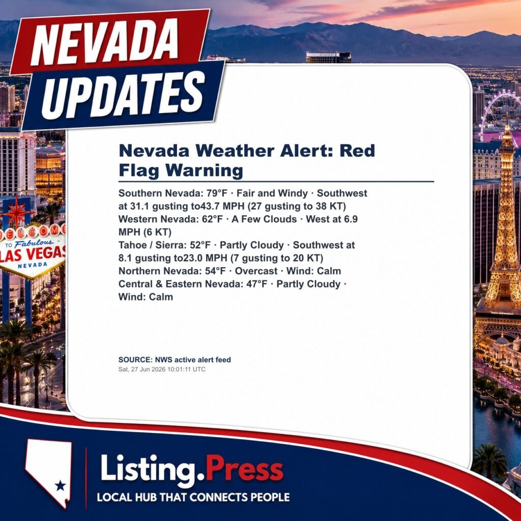 Nevada Weather Alert: Red Flag Warning