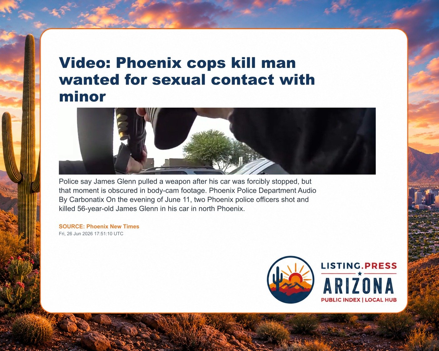 Video: Phoenix cops kill man wanted for sexual contact with minor