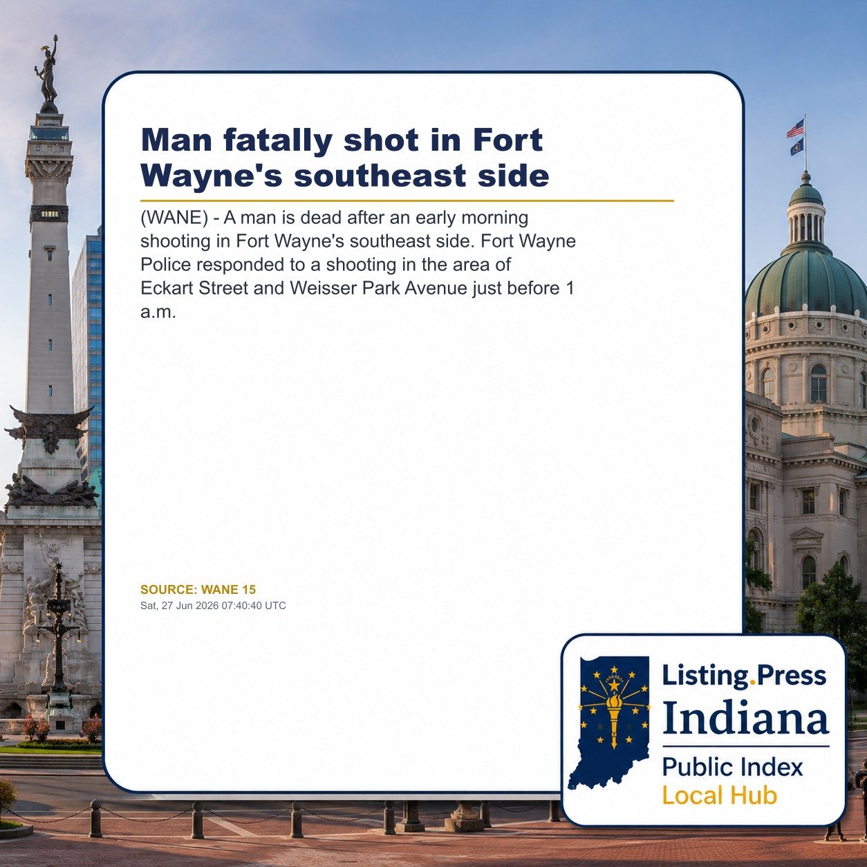 Man fatally shot in Fort Wayne's southeast side